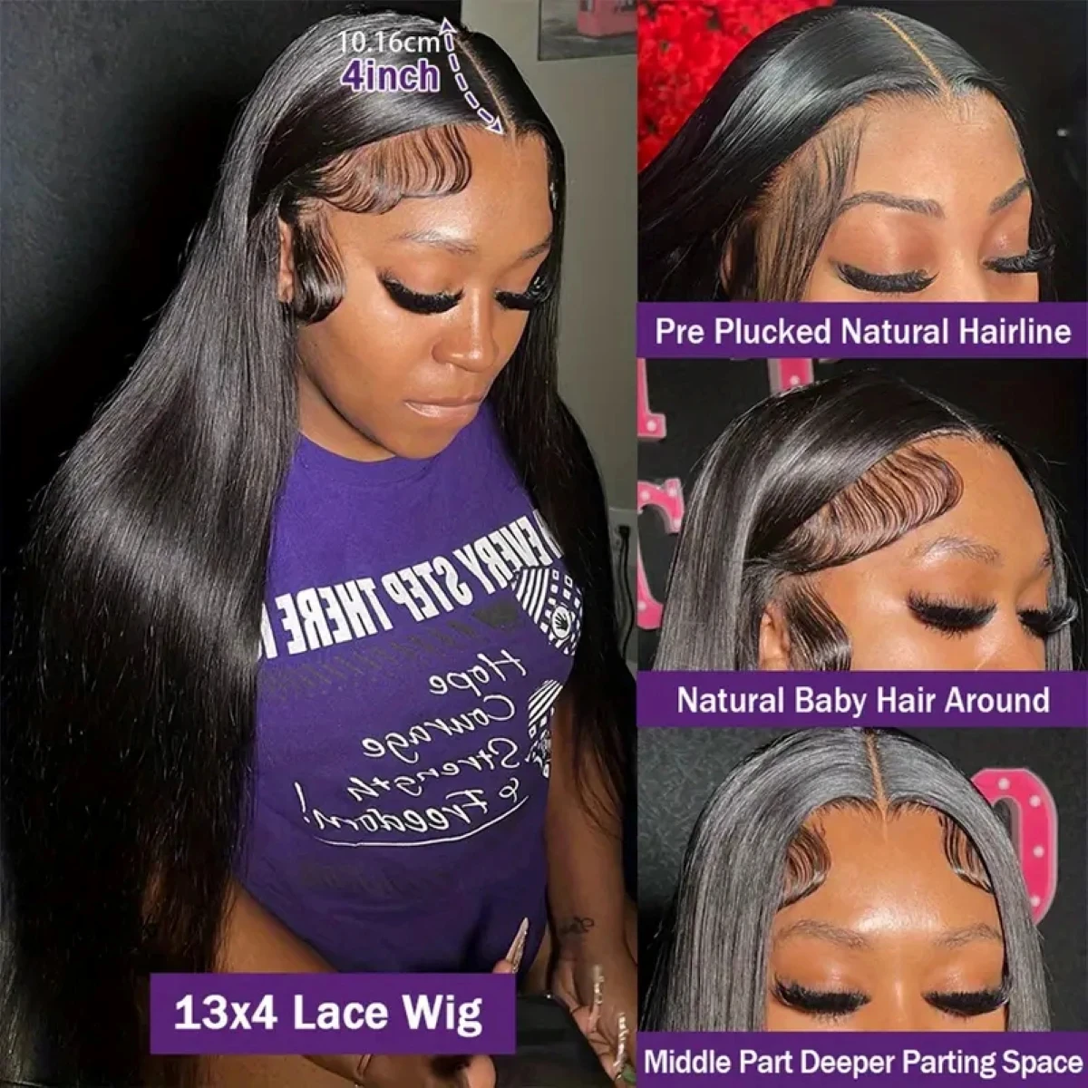 Leimlose Perücken Echthaar 13x4 gerade Echthaarperücke 13x6 HD Lace Frontal Perücke 4X4 5X5 vorgezupfte Verschlussperücke 360 Full Lace Perücke