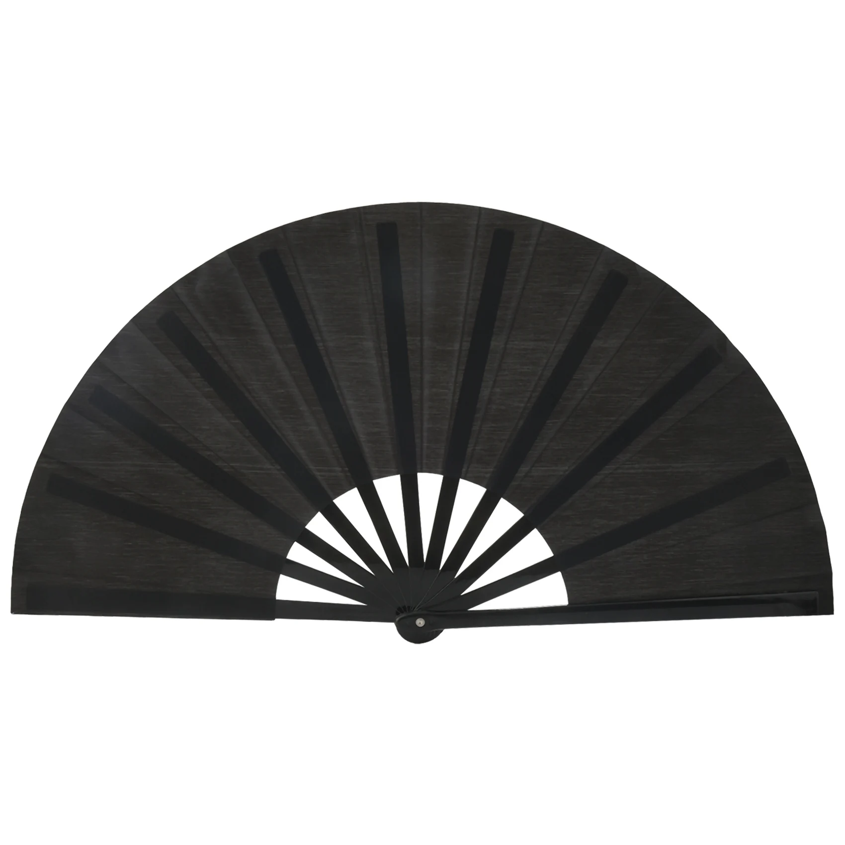 2025 Trend 2 Pieces Large Folding Fan Nylon Cloth Handheld Folding Fan Chinese Tai Fan Black Decoration Fold Hand Fan For Favors