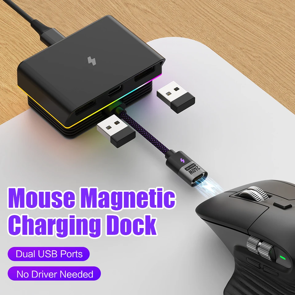 RGB Mouse Magnetic Charge Dock for Logitech G PRO X SUPERLIGHT 2
