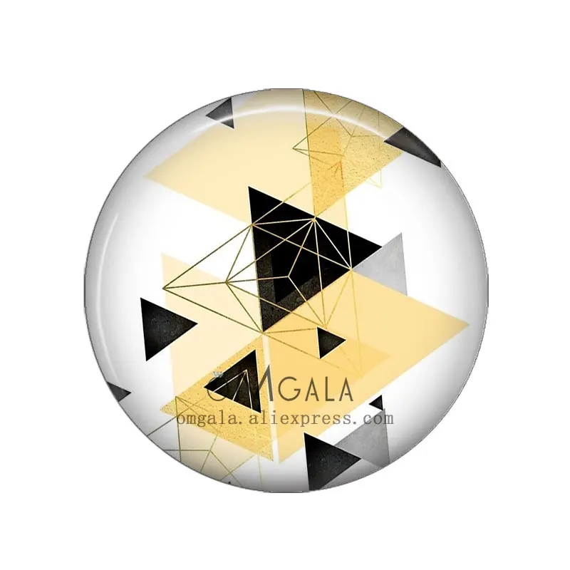 Image 6: Cabochon rond en verre à dos plat, mélange de motifs d'art géométrique, photo noire et dorée, démonstration, résultats exécutifs, 12mm, 14mm, 18mm, 20mm, 25mm, 30mm