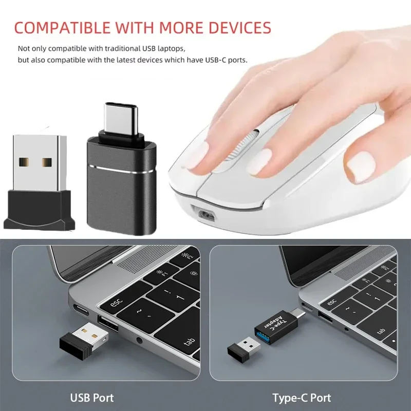 Mouse Inalámbrico Dual Mode Bluetooth y 2.4G Recargable, Portátil para Laptop/iPad/Tablet 3