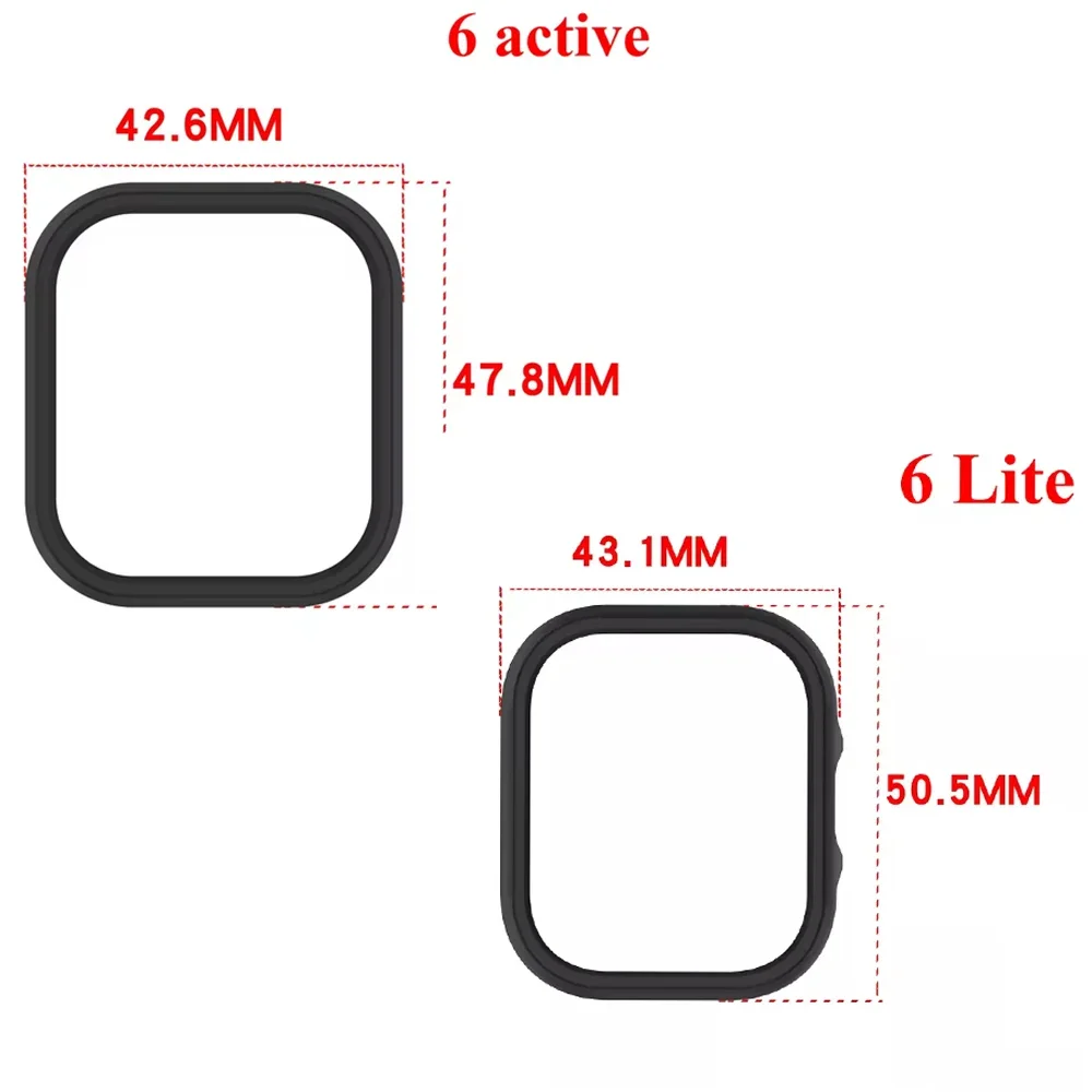 PC Case +Tempered Glass for Redmi Watch 6 Active/ Lite Full Coverage Scratch-resistant Screen Protective Case Redmi Watch 6 Lite