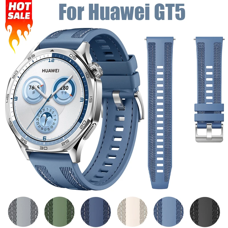 

22mm Nylon Strap For HUAWEI WATCH Silicone Band GT5 Pro 46mm Sports Composite Wristbands Bracelet GT4 GT3 GT2 GT2E Accessories