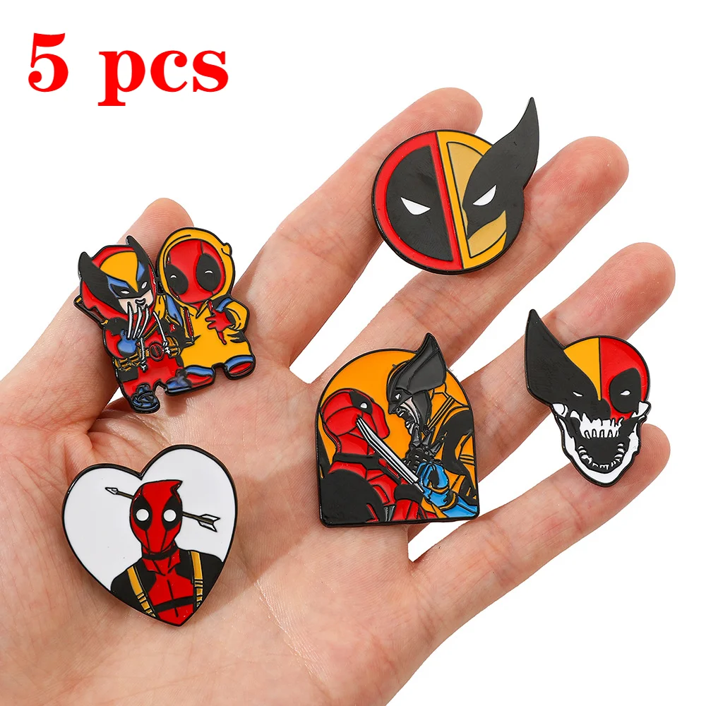 

Disney Marvel Deadpool & Wolverine Metal Badge Film Characters Fashion Jewelry Superhero Brooch Pin Collar Bag Accessories New