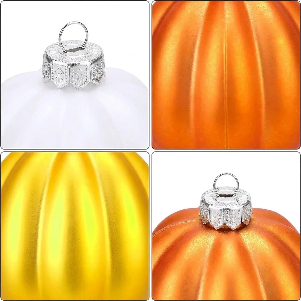 Halloween Pumpkin Decoration Set 24 Plastic Pendant Ornaments for Seasonal Display on Mirrors Bookshelves and Counters