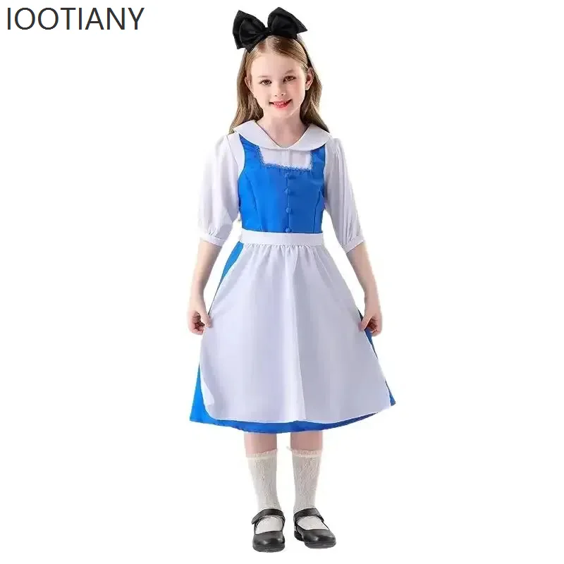 تأثيري أليس في بلاد العجائب خادمة زي لوليتا تأثيري حلي الأم وابنتها فستان مجموعة فستان حفلة عطلة مع رأس المئزر