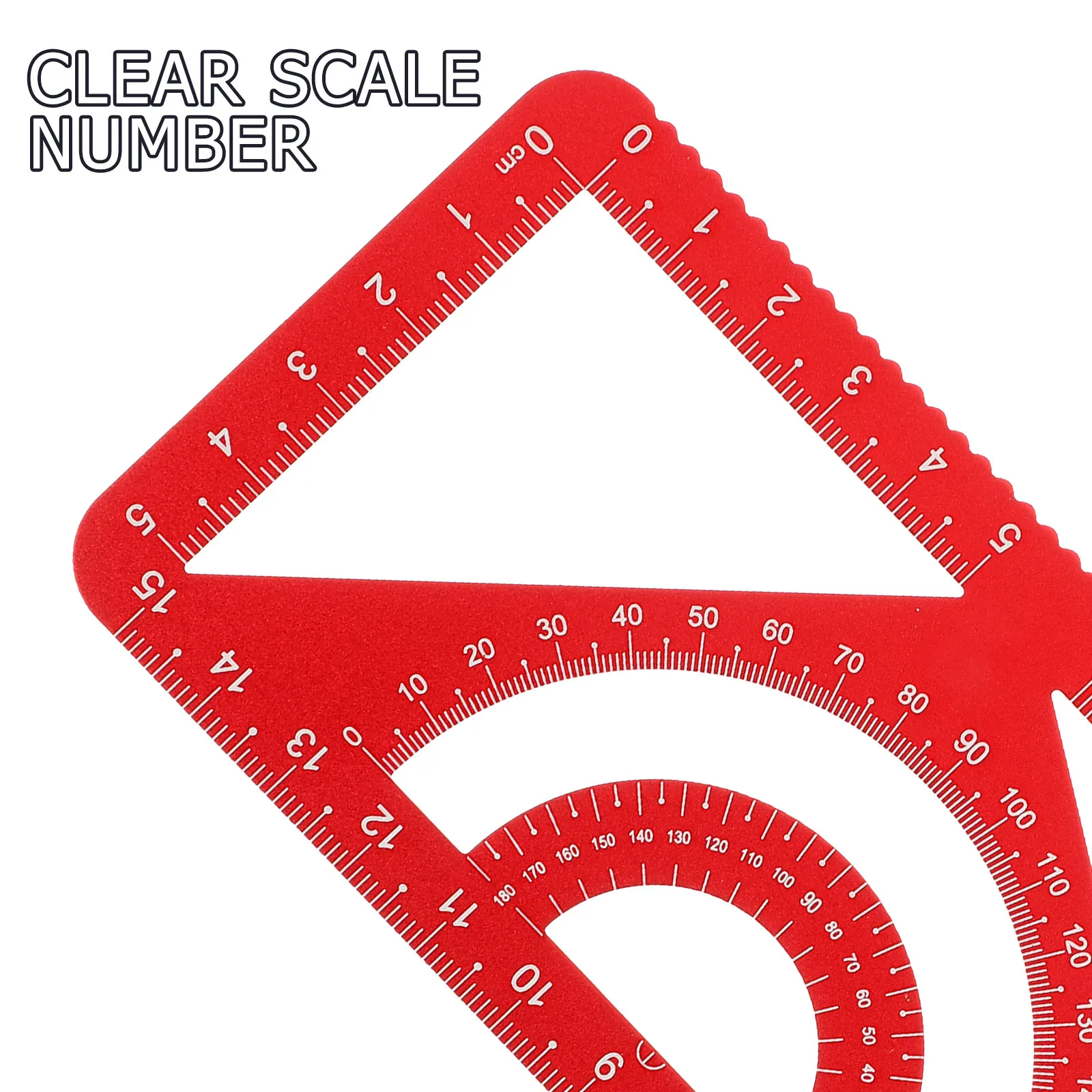 Professional Drawing Measurement Ruler Set Aluminum Alloy Geometry Triangle Straightedge Protractor Clear Scratch Resistant