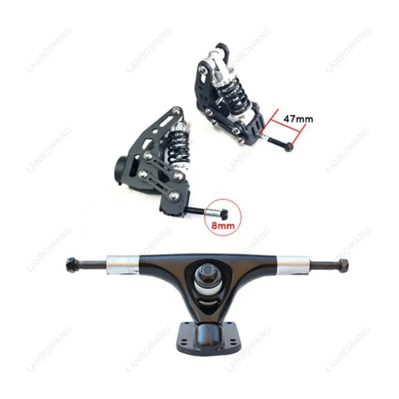 Suitable for 2 Black+silver Metal Diy Skateboard Springs, Rear Shock Absorption Bridge, Skateboard Suspension Bridge, 8 Inches