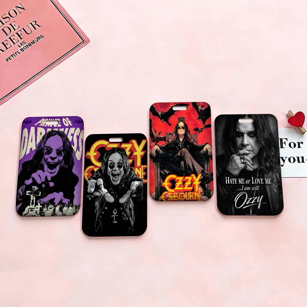 Rock Singer Ozzy O-Osbourne 1Set Working Permit Case Exhibition ID Card Sleeve Holder with Lanyard Work Card Cover Neck Strap