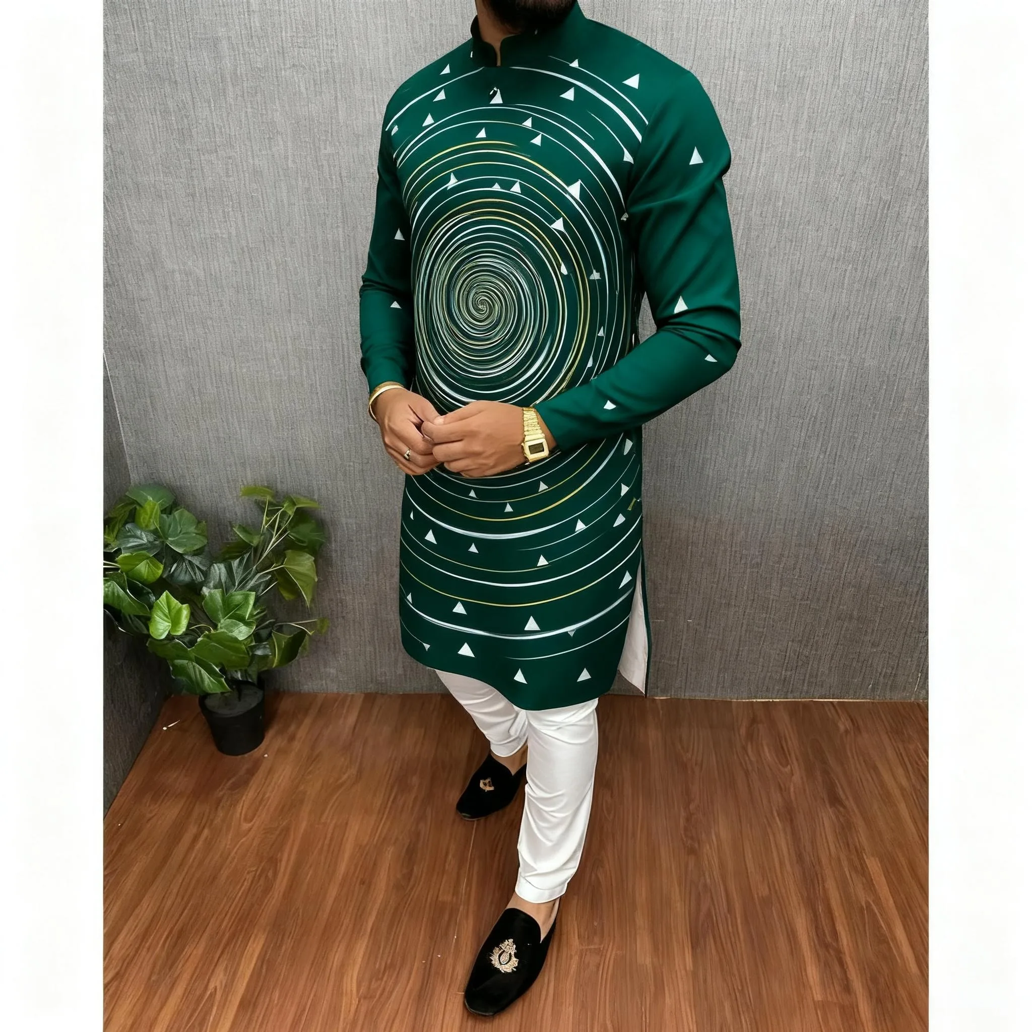 جديد الرجال الرقمية المطبوعة كورتا فاردهة منتظم صالح اليوسفي طوق طويل مناسبة النمط الوطني ملابس مسلمة المغربي Thobes الرجال #3