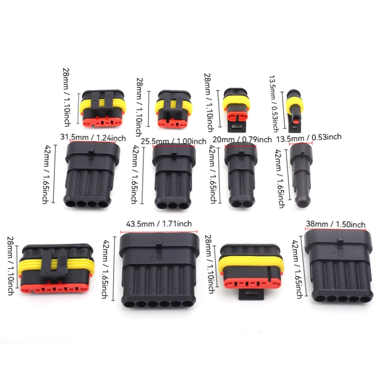 1-2-5 Sets Kit 2-polig 1/2/3/4/5/6-polig AMP Super Seal wasserdichter elektrischer Kabelstecker für Auto, wasserdichter Stecker – Detail 4