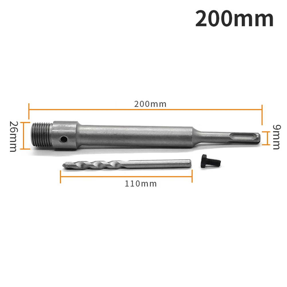 1Set 110/200/320mm Carbide Round Shank Wall Hole Saw Electric Hammer Drill Bit Connecting Rod For Drilling Walls Bricks Concrete