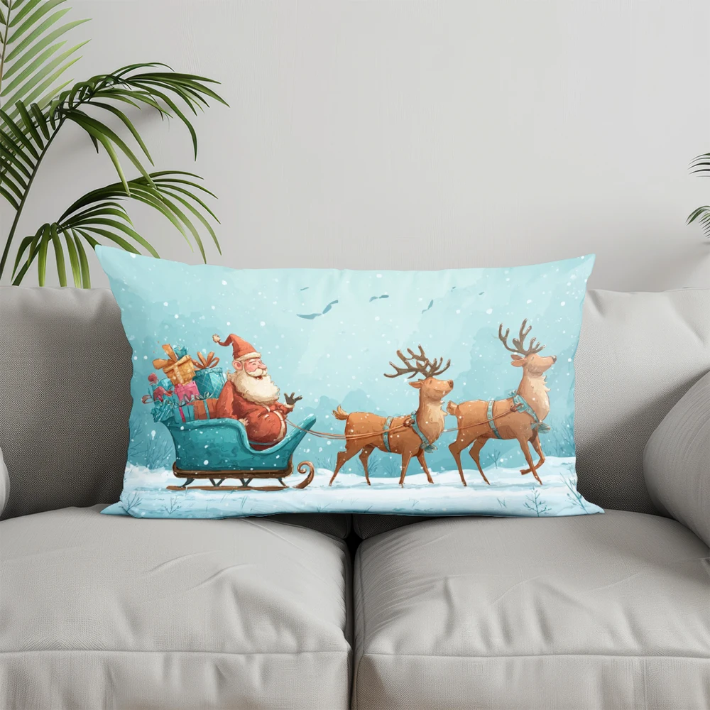 ديكور المنزل عيد ميلاد سعيد سانتا غطاء وسادة مناسبة ل أريكة غرفة نوم سيارة وسادة غطاء وسادة مستطيلة الظهر وسادة