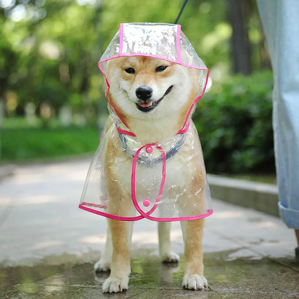 

Transparent Dog Raincoat Dog Waterproof Coat Jacket Fashion PU Pet Poncho Cloak for Small Medium Dogs Puppy Rainwear