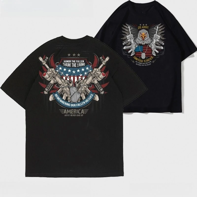 

American Retro Tactical Shooting Short-sleeved T-shirt Men's Summer Military Fan Army Outdoor Leisure Comfortable Sports T-shirt