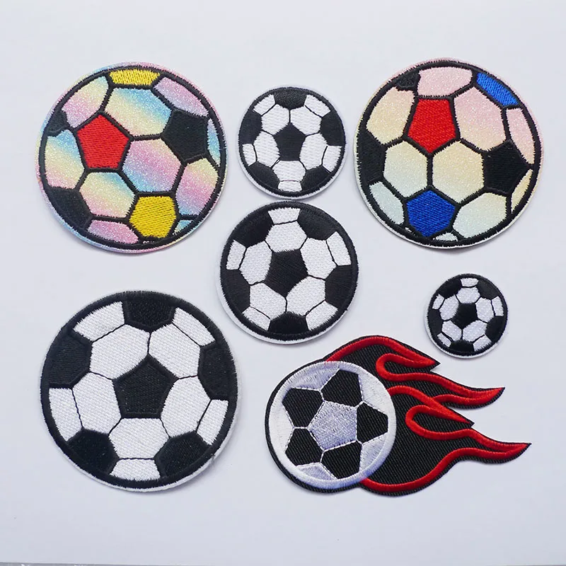 Football Basketball Cartoon Sport Ball Applique Embroidery Sewing Iron On Patches For Kids Clothing Accessory DIY Stripe Badges