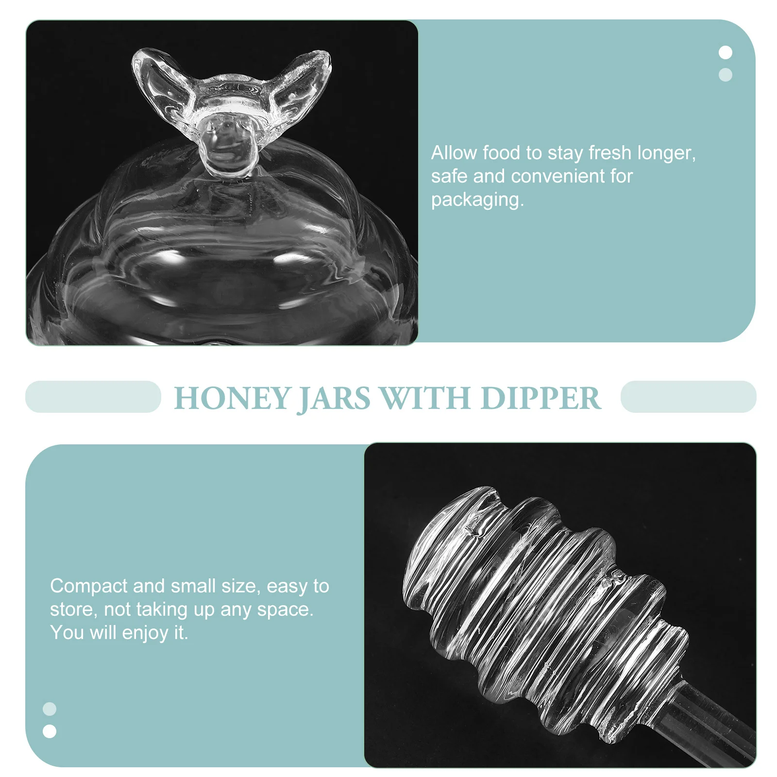 

1Set Honeycomb Glass Honey Jar with Dipper Stick Airtight Lid Leakproof Honey Pot Container for Tea Coffee Shop