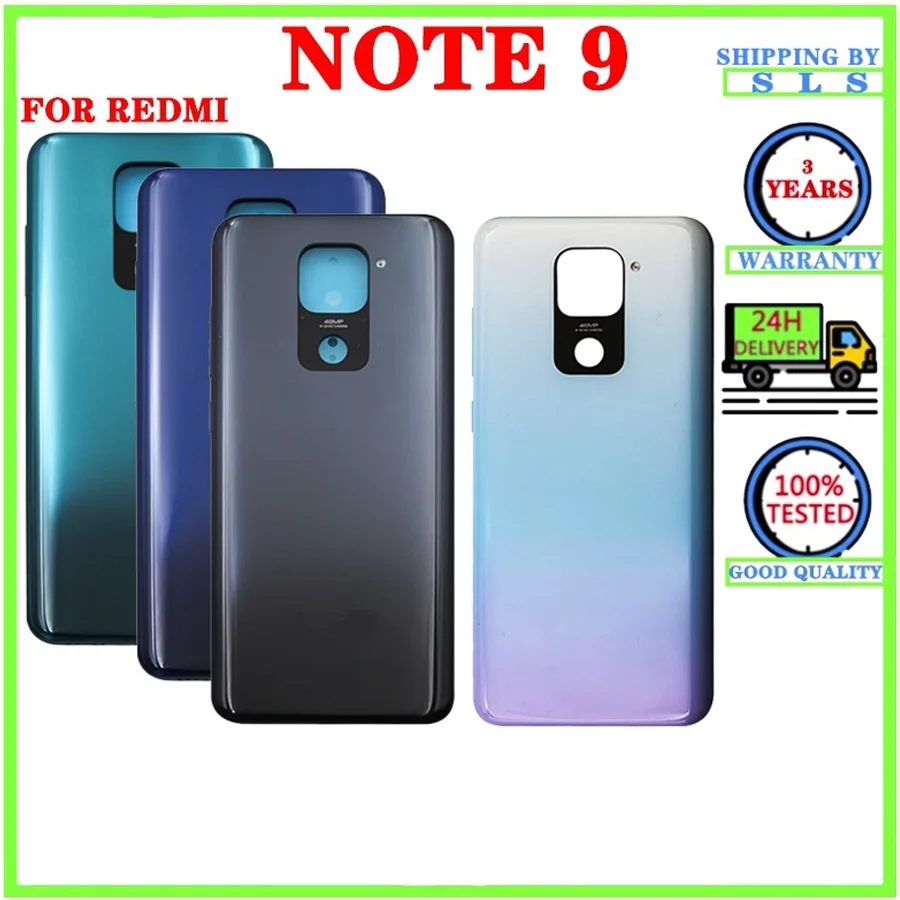 LCD Front Middle Frame Holder For Xiaomi Redmi Note 9 Battery Cover Back Glass Rear Door Housing Case Panel With Adhesive Sticke