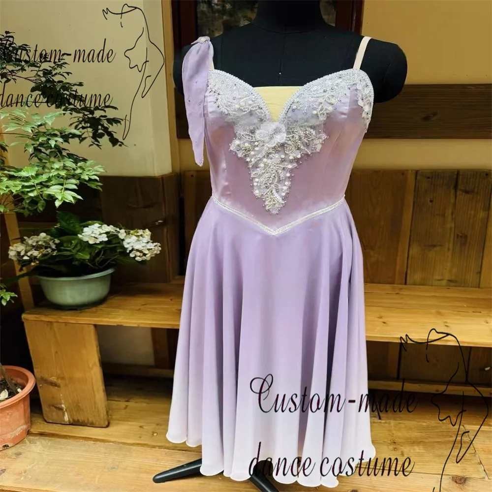Pirate ballet dress Tchaikovsky female variation private custom purple gradient white sparkling diamond ribbon long dress