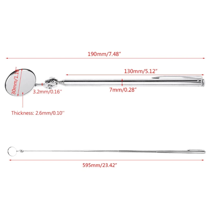 Telescoping Inspection Mirror Observe Mirror Inspection Tool Stainless Steel Car Auto Repair Tool Professioanl Mirror KXRE