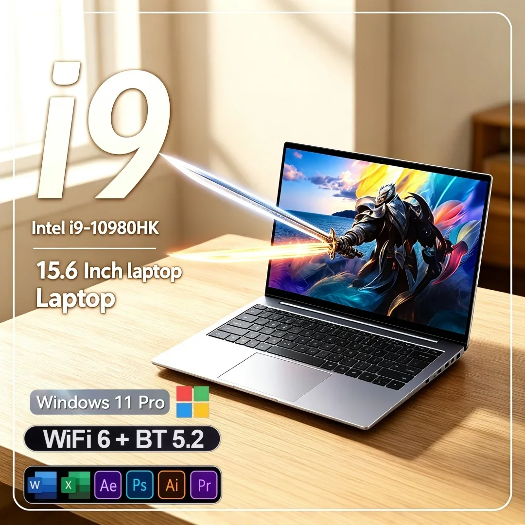 15.6 Inch Multi-Purpose Ultra Slim Laptop Intel i9-10980HK 16/32GB RAM 1TB/2TB Big SSD Portable Windows11 Office Study Notebook