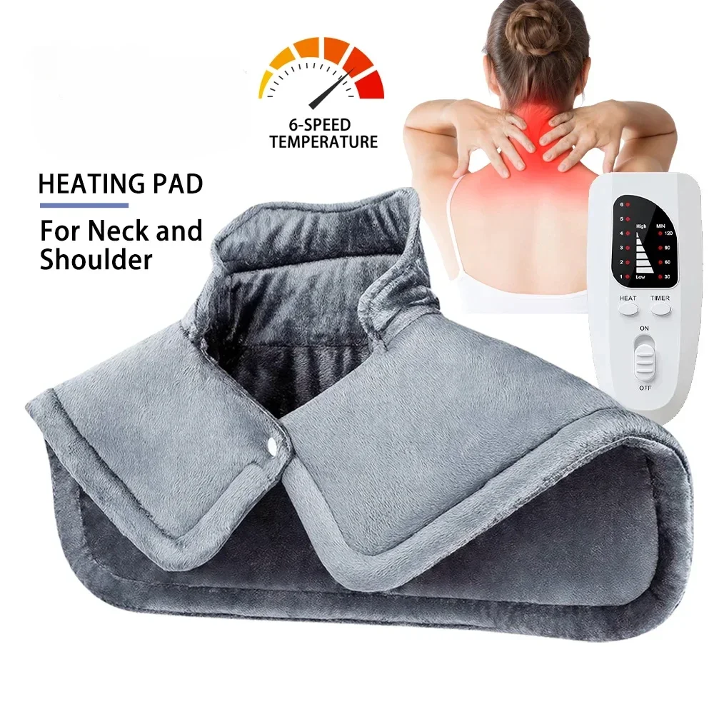 New Grey Electric Heating Shoulder And Neck Pad, Warming Blanket, Pain Relief Wrap With Temperature Controller