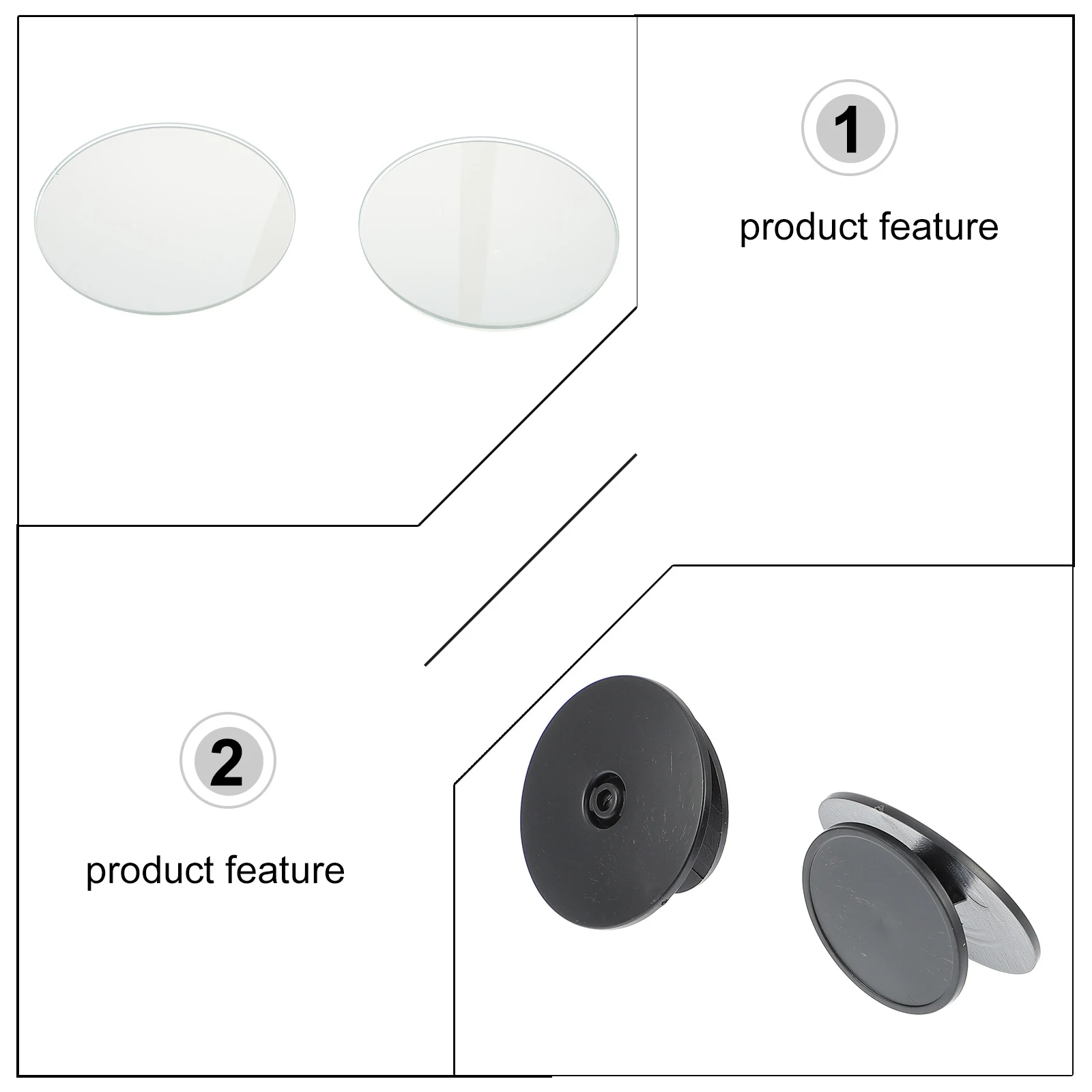 

1Set Car Blind Spot Mirror 360 Degree Rotation Auto Rear View Mirror Expand Perspective Anti Scratch Sturdy Mount Drive Safety