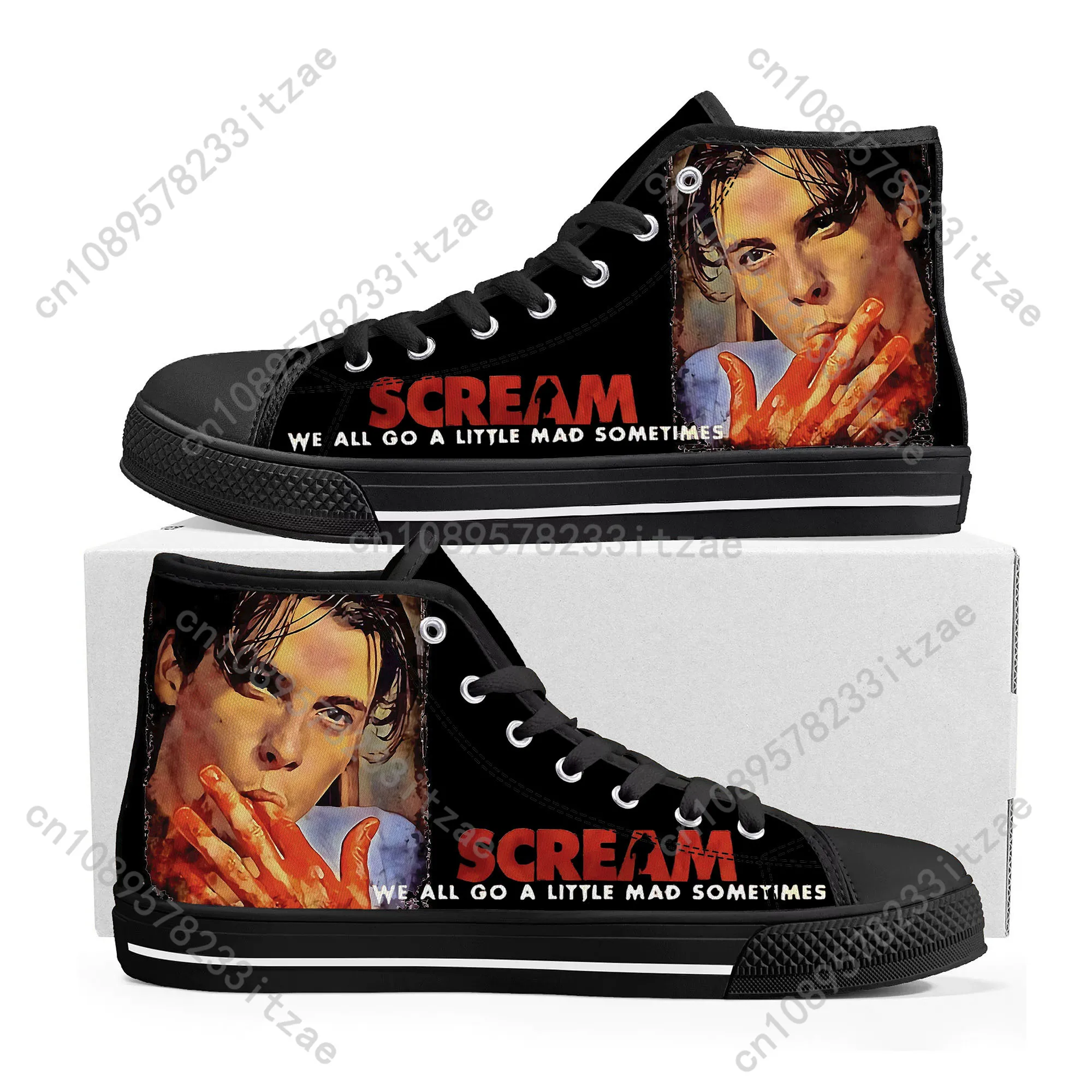 Scream Movie billy Loomis Halloween High Top Sneakers Mens Womens Teenager Canvas Sneaker Casual Custom Made Shoe Customize Shoe