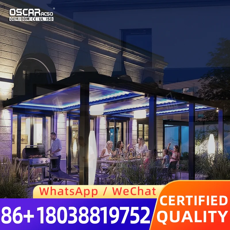 New Design Motorized Screen Roller Blinds Outdoor Aluminium Louvre Roof Bioclimatic Pergola for Sunshade pergola