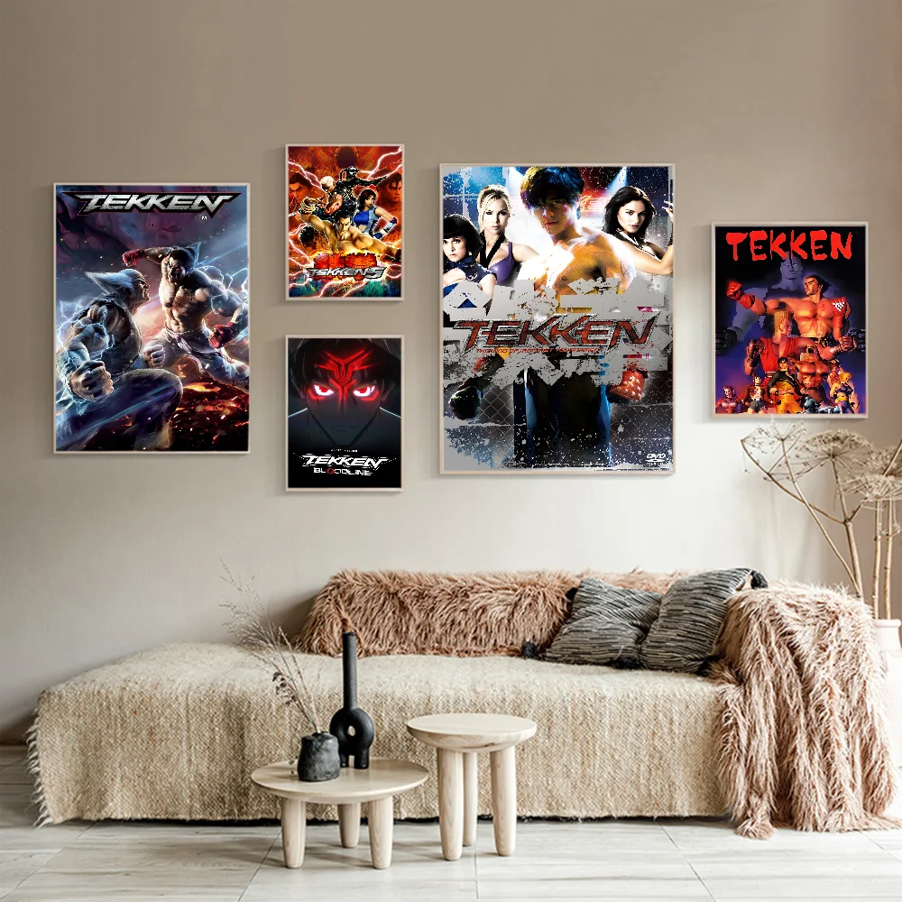 Classic TEKKEN Video Game   Self-adhesive Art Poster Whitepaper Sticker DIY Room Bar Cafe Wall Decor