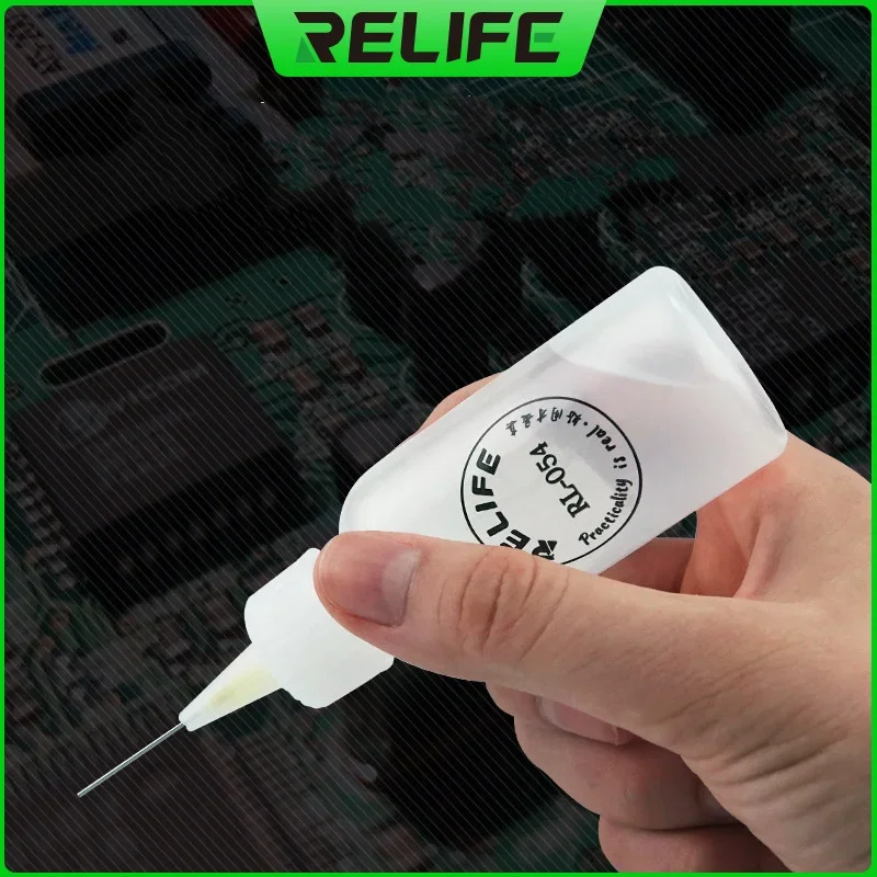RELIFE RL-054 50 مللي إبرة تلميح لحام تنظيف السائل تدفق الكحول النفط موزع البلاستيك زجاجة اليد الأنظف DIY بها بنفسك أدوات إصلاح