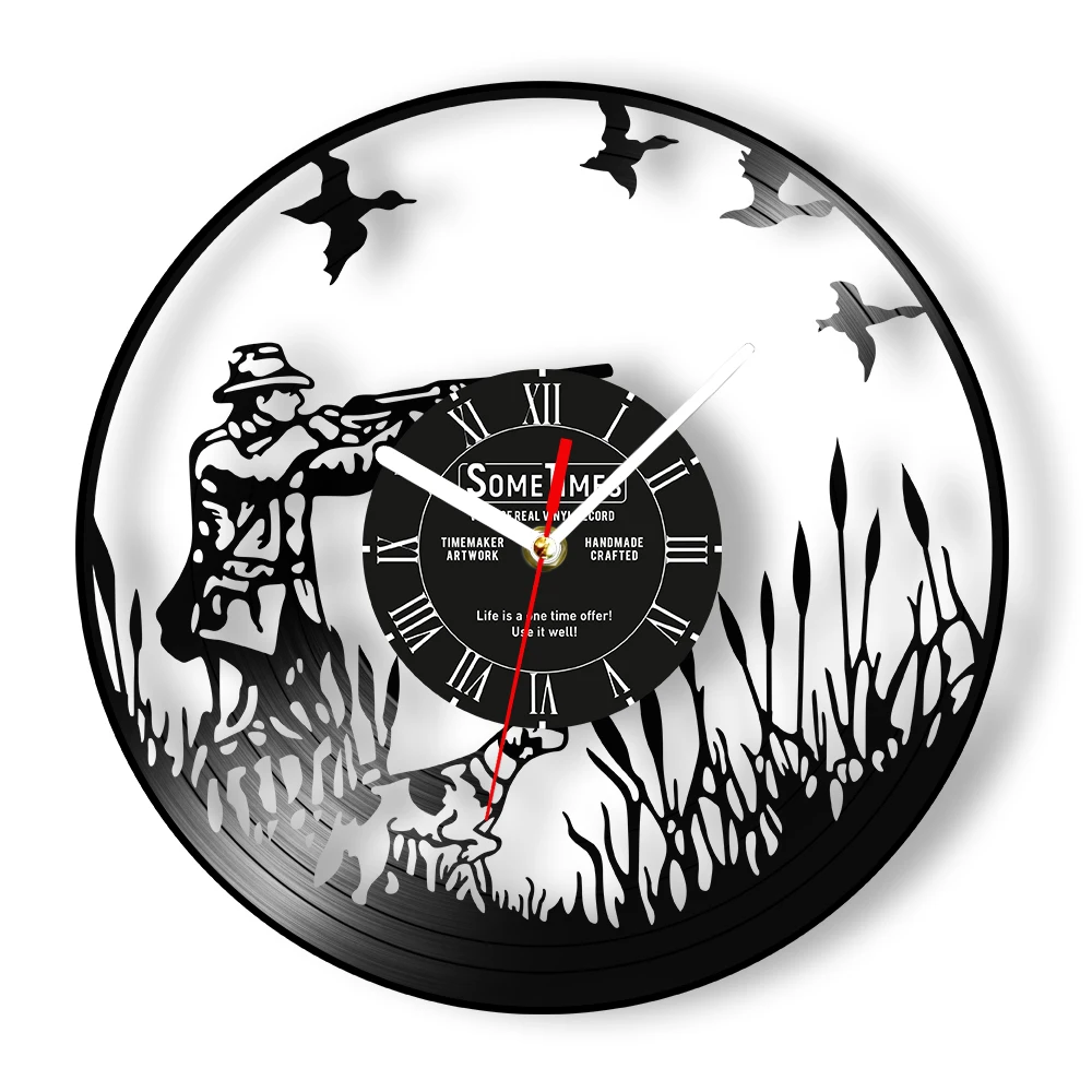 Custom Hunter Vinyl Record Wall Clock For Man Cave Bedroom Hunting Artwork Personalized Wall Watch Retro Music Disk Craft Clock