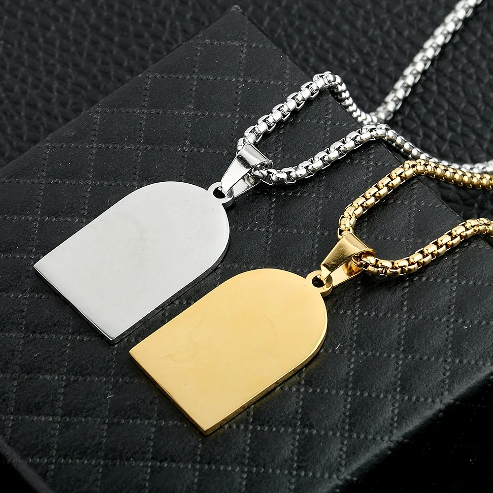 Islamic Metal Lsaer Encarved Pattern Pendant Amulet Geometric Shaped Muslim Jewelry Religious Accessories Label Nameplate