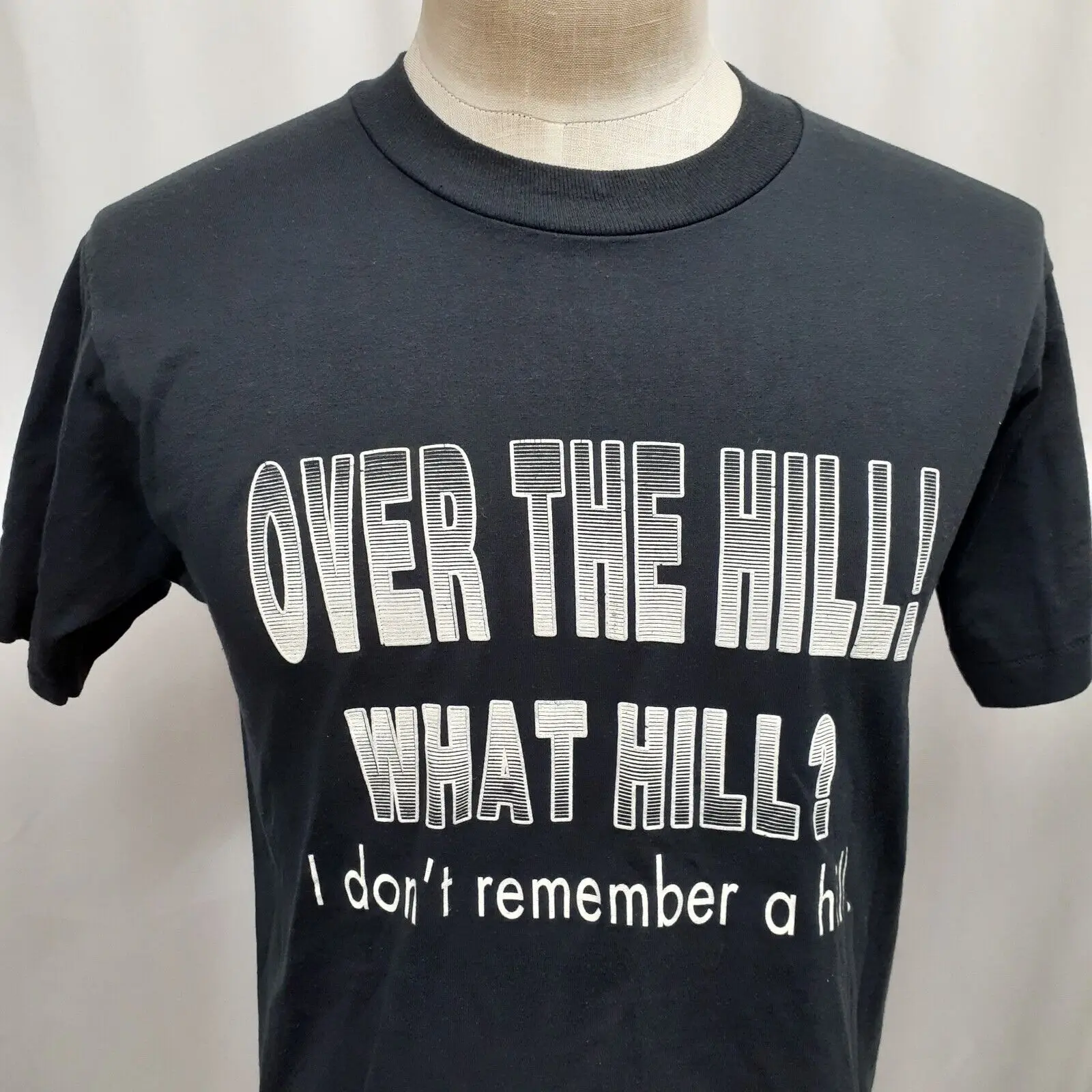 Vintage 80s over the hill I dont remember a hill black shirt L Screen Stars