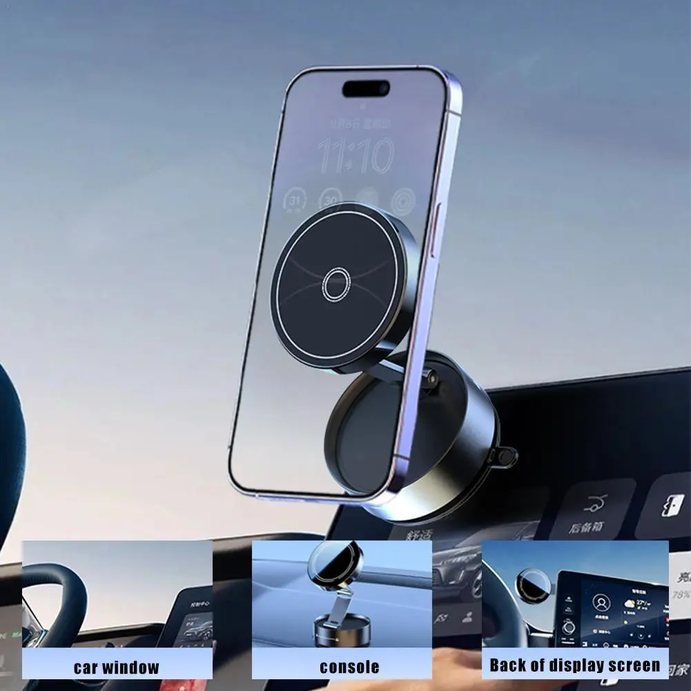 2025 New Magnetic Vacuum Car Phone Holder Suction Cup Folding Universal Navigation Stand Bracket