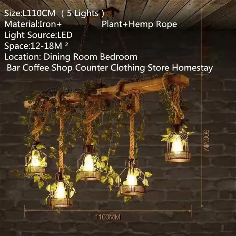 ULANI American Country Pendant Lamp Retro Creativity Plant Music Restaurant Cashier Counter Bar Cafe Milk Tea Shop Chandelier