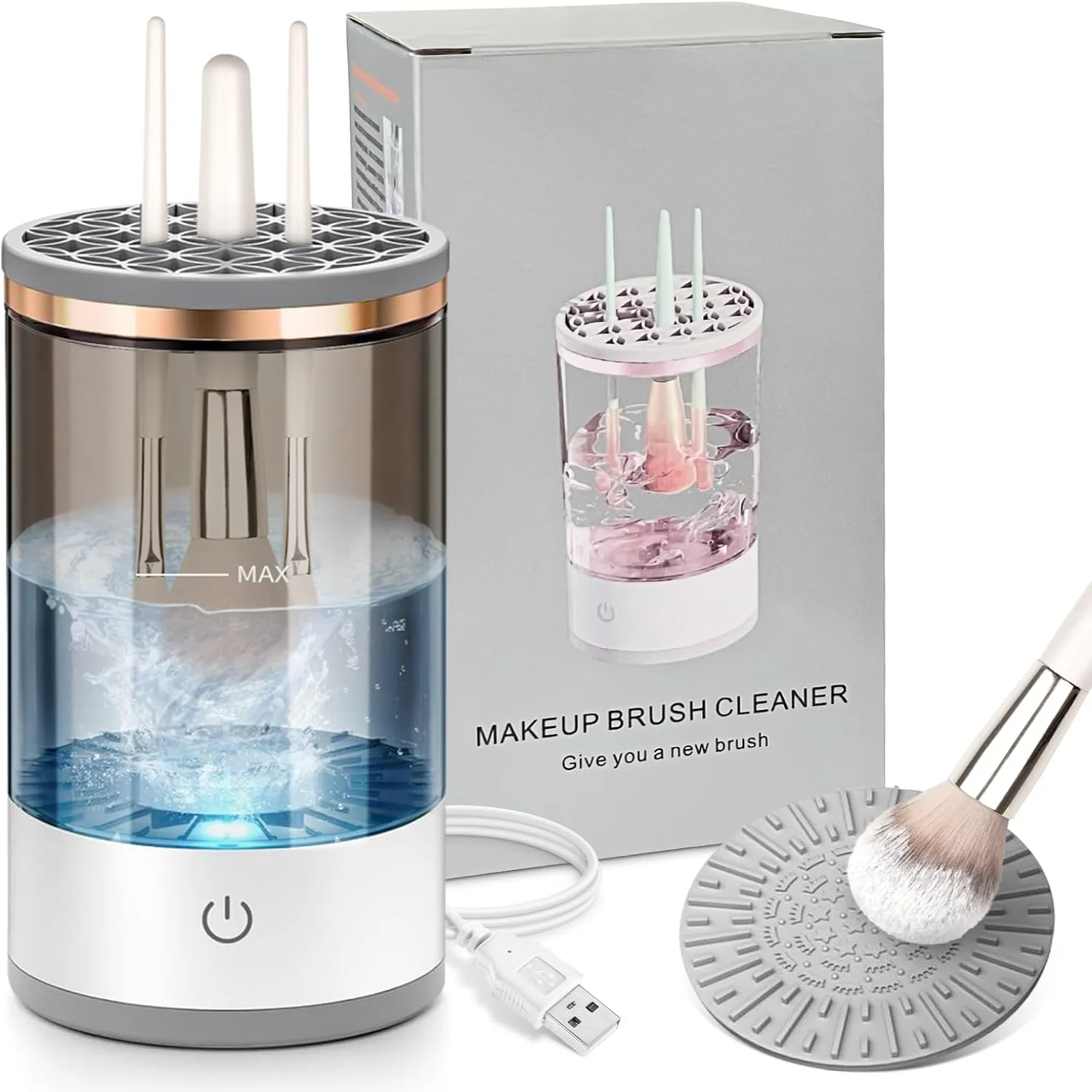 Makeup Brush Cleaner, Quick Efficient Machine for Deep Cleaning All Types of Brushes, Portable Compact Design for Travel  Use, f