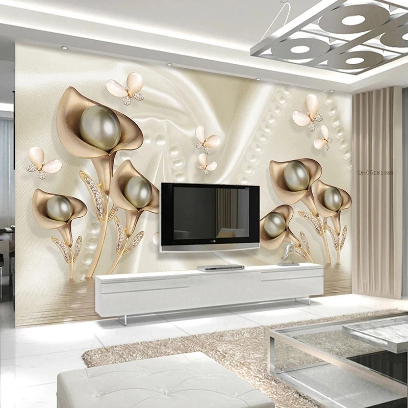 Customized 3D Calla Butterfly Hotel Villa Mural Luxury Wallpaper Living room TV background wall bedroom restaurant wall fabric