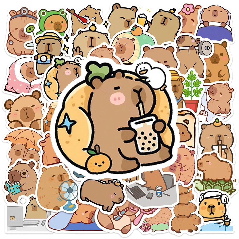 10/30/50 Stück Capybara-Aufkleber Lustige Niedliche Tier-Graffiti-Sticker DIY Motorrad Laptop Gepäck Fahrrad Cartoon Wasserfeste Aufkleber Spielzeug