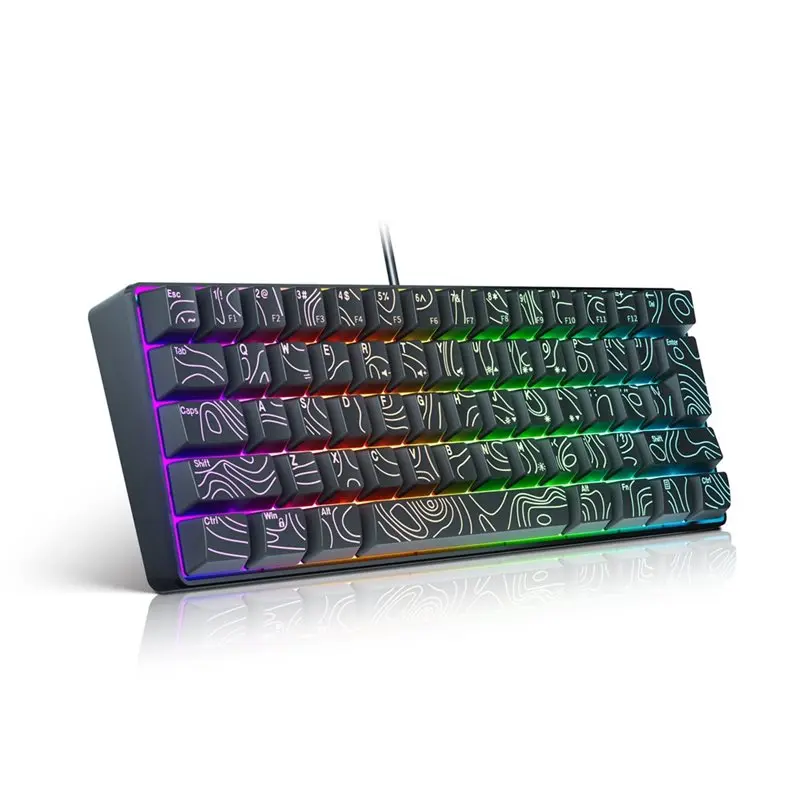 

Механическая клавиатура A23F-61 с RGB-подсветкой, портативная проводная USB-клавиатура с синими переключателями для игровых ПК и ноутбуков