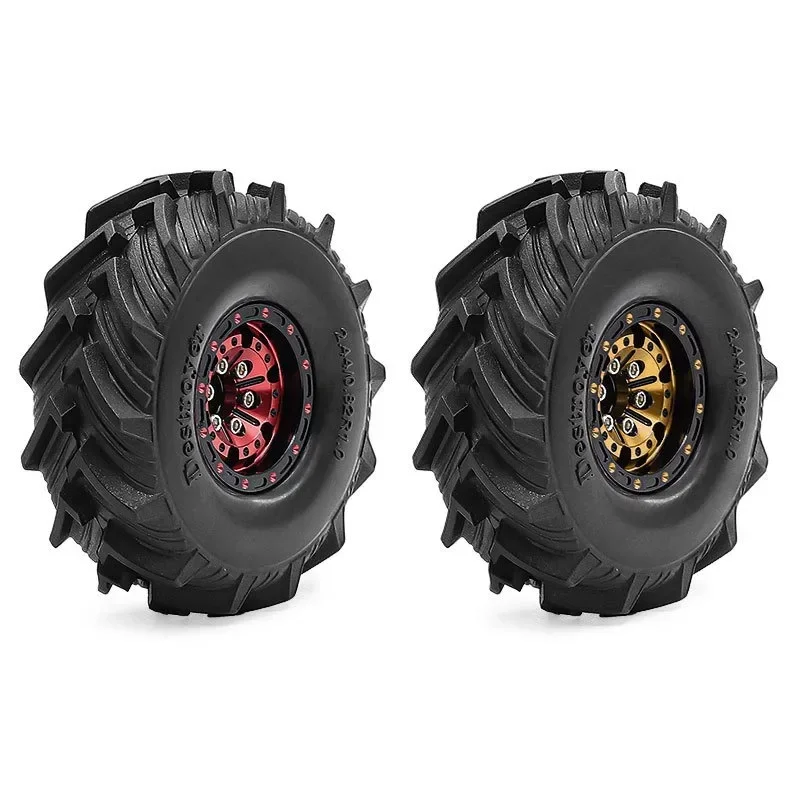 

4pcs OD 62mm 1.0" Metal Beadlock Wheel Tire Set For 1/18 RC Crawler Car TRX4M SCX24 Upgrade Parts Accessories