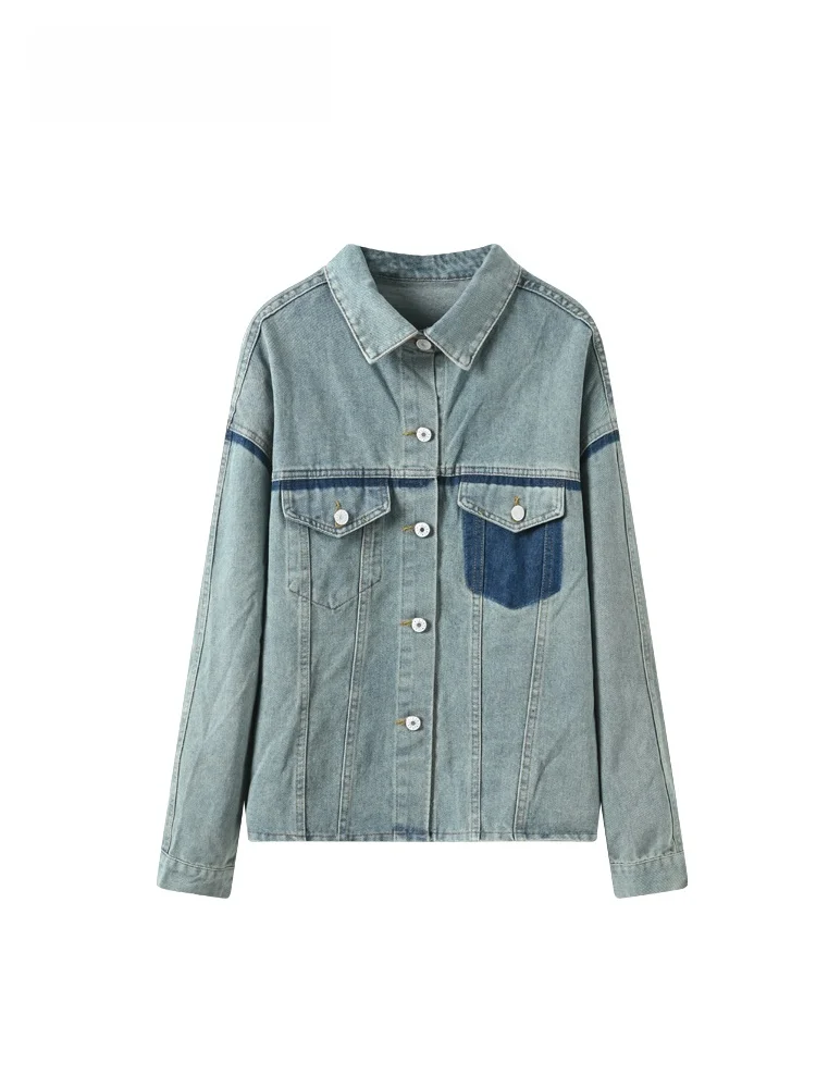 Casualny, długi, dżinsowy sweter damski plus size na wczesną jesień, nowy, wygodny, z charakterem, top dla kobiet plus size...