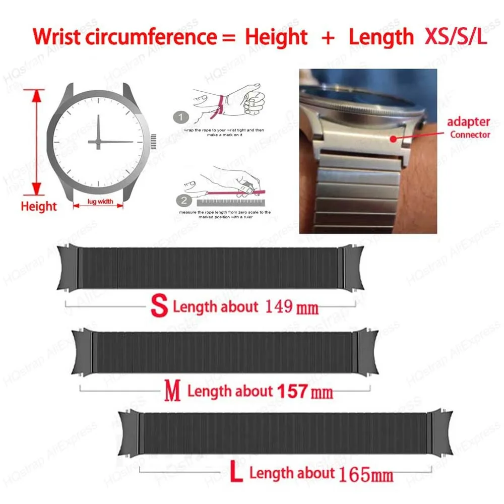 Stainless Steel Elastic Strap Samsung Galaxy Watch 6 5 4 40mm 44mm Pro Metal Band for Samsung Watch 6 Classic 43mm 47mm Bracelet