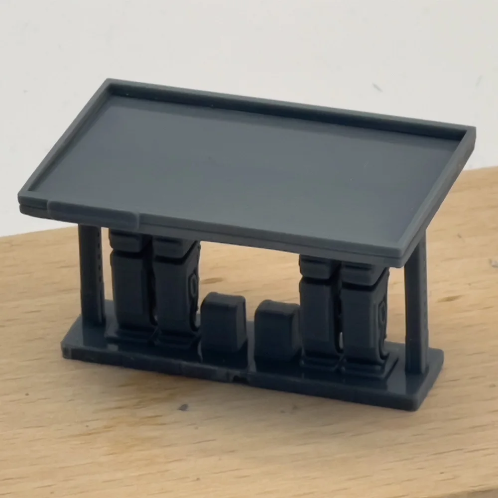 RHMG 1/- Stazione di servizio Modello architettonico stampato in 3D Decorazione Costruzione in miniatura per ornamento da scrivania