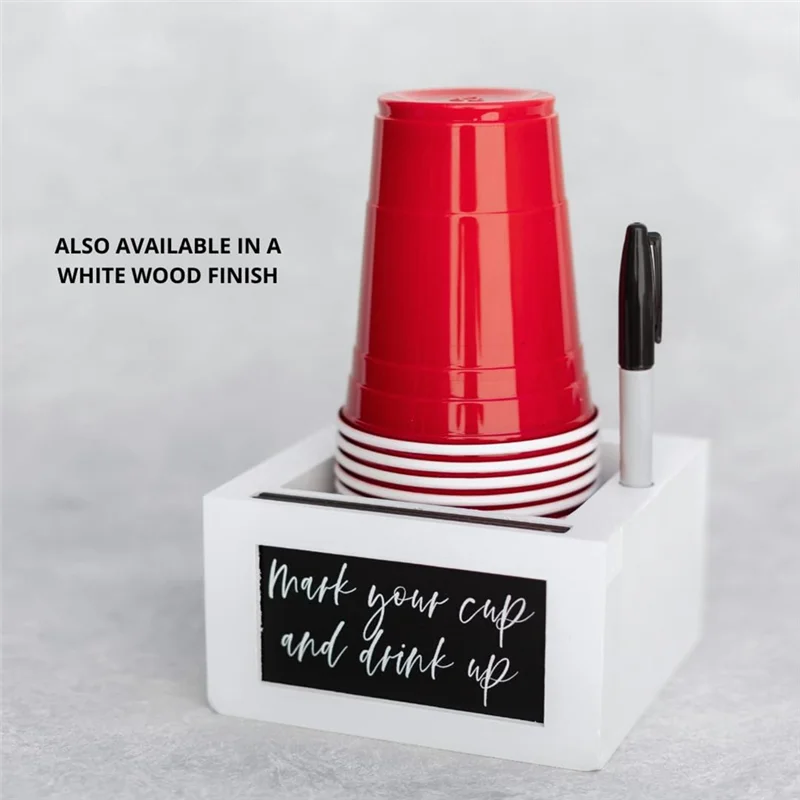 SHGO-Wooden Coffee Cup Holder With Marker Slot And Interchangeable Signs Mark Your Cup And Drink Up Organizer