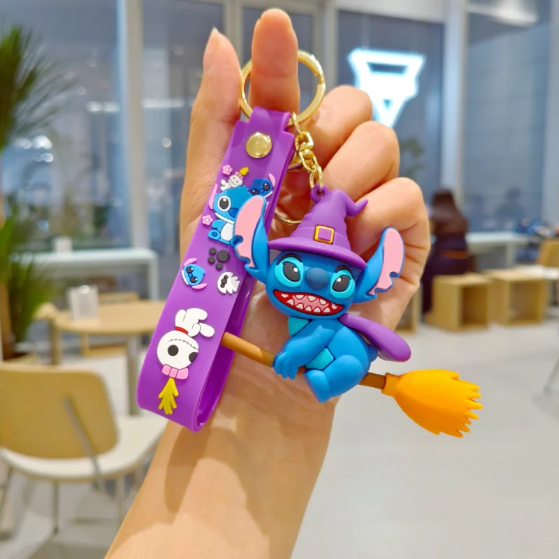 New Disney Stitch Keychain Cute Anime Car Backpack Keychain Student Schoolbag Decoration Couple Halloween Birthday Party Gifts