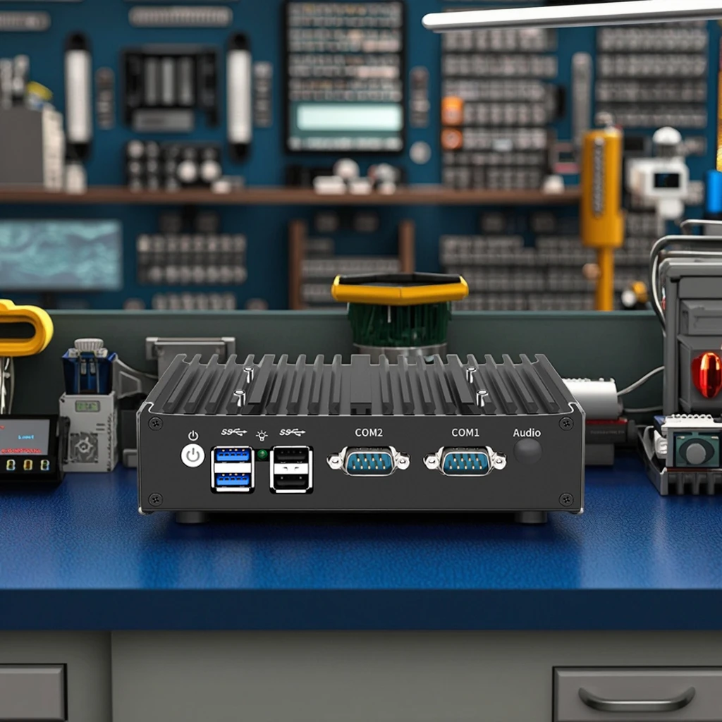 N100 PC Industri Mini Tanpa Kipas 4-Core Celeron DDR4 SSD 2 * RS232 I225 I226 2.5G Kartu Jaringan Ethernet US/EU Baru