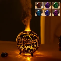 Creative Planet Aroma Diffuser USB Powered Color LED Night Light Flame Crack Projection Humidifier for Bedroom Air Purification