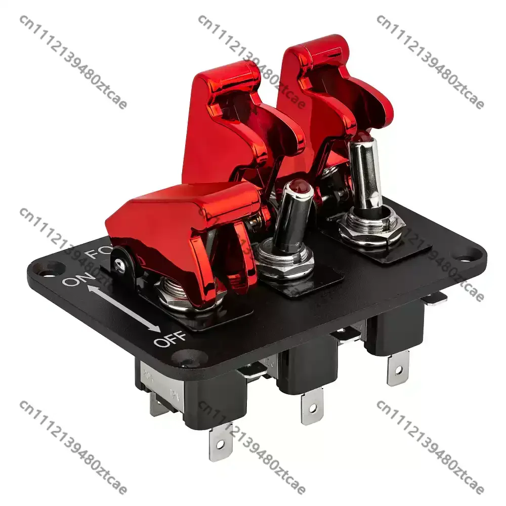 12V 20A 3 Gang Toggle Switch Aluminum Panel RV Racing Car Combined Modification Control Accessories