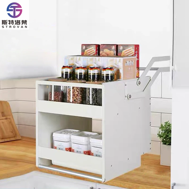 

Automatic Cupboard Out Drop-Down Creative Kitchen Hardware Bowl Dish Rack Lifting Wire Basket Pull Down Shelves Cabinet Elevator